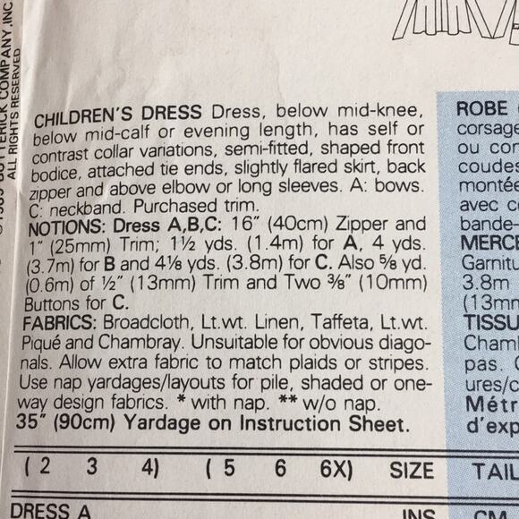 Vintage‎ 1989 Butterick Sewing Pattern 3261 Girl's Dresses Size 5-6-6X - Picture 10 of 12